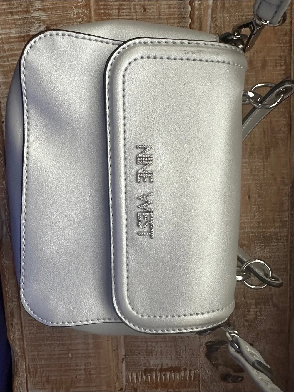 Nine West Metallic Silver Crossbody Organizer
